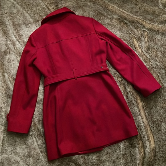 Michael Kors Red Wool Blend Belted Zip Front Coat PM - Picture 9 of 16